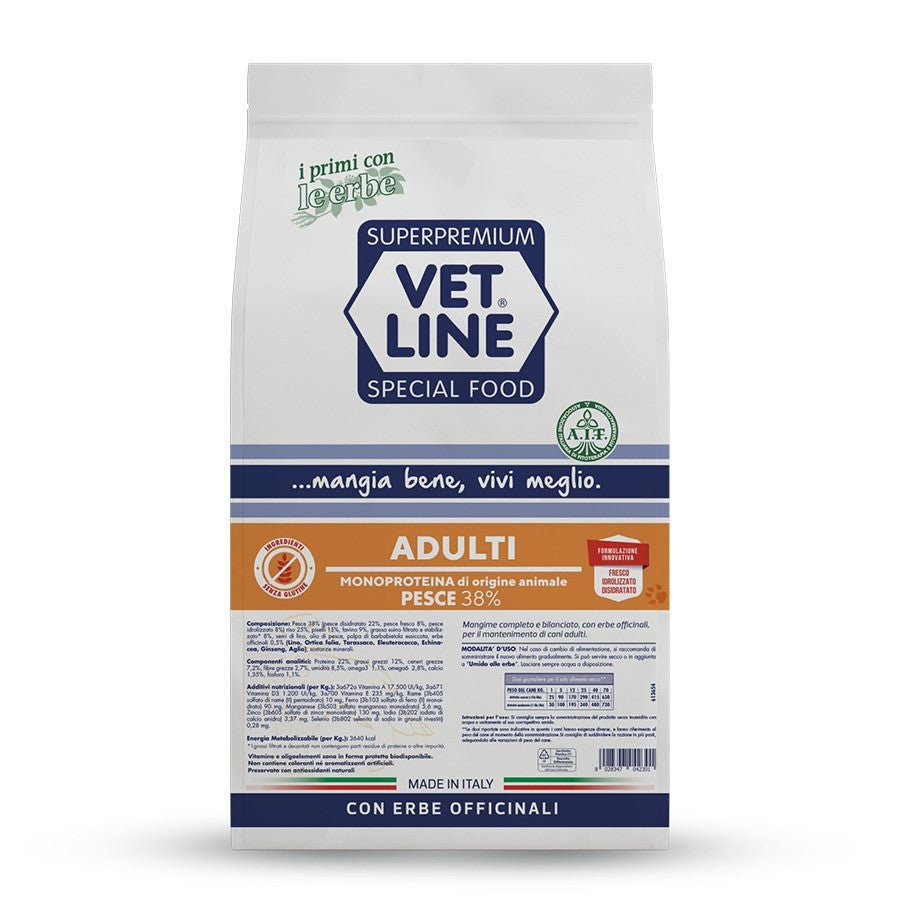 Vet Line Adulti Pesce Monoproteico Cane 12,5kg Vet Line Adulti Pesce Monoproteico Cane 12,5kg